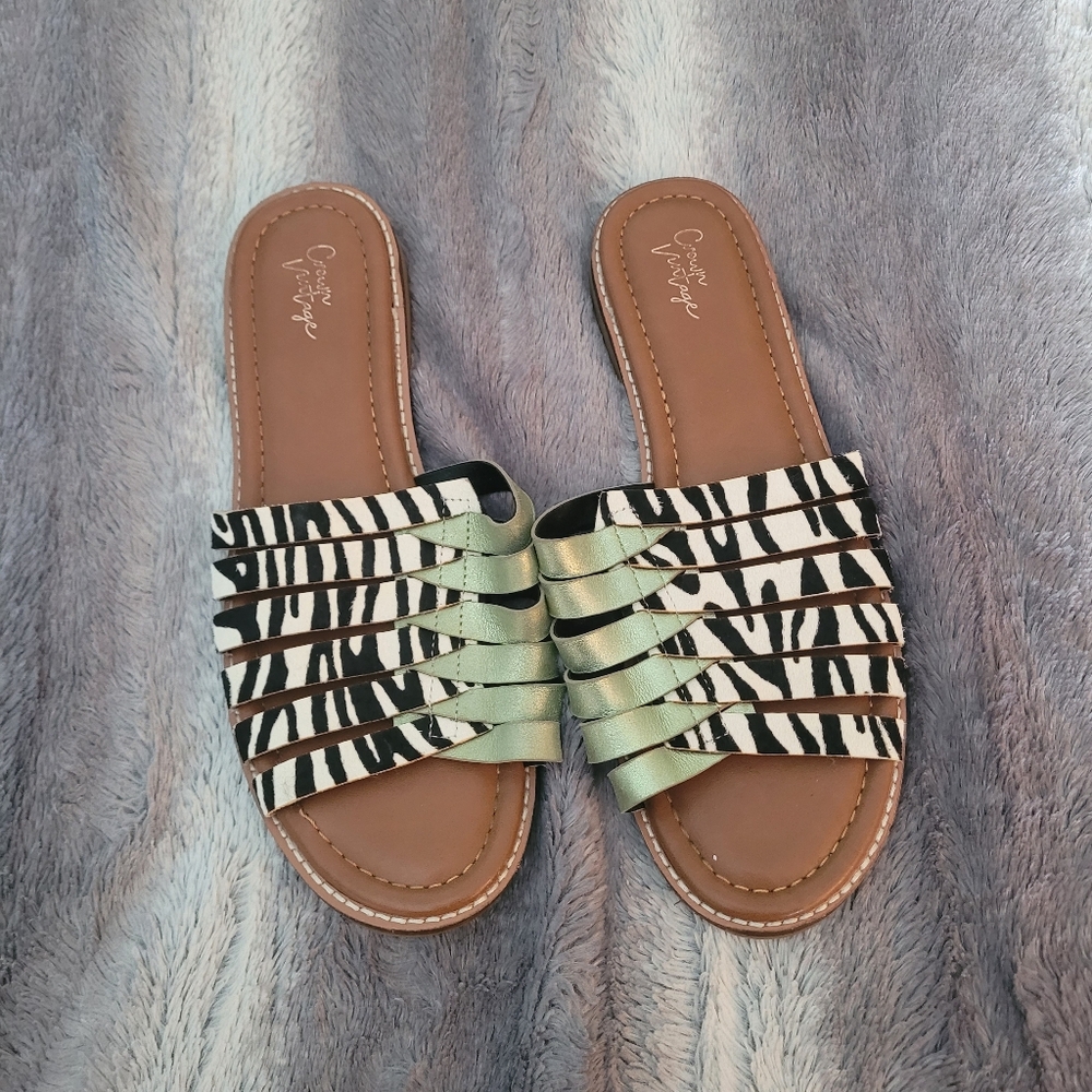 Zebra print sandals size 10